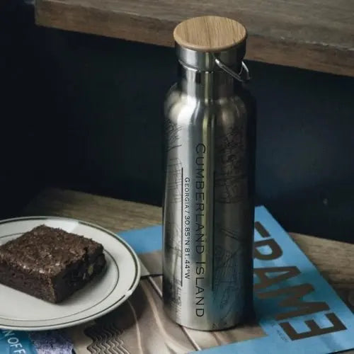 Cumberland Island - Georgia Engraved Map Bottle with Bamboo Top