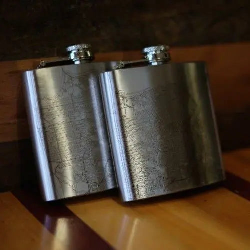 Cumberland Island - Georgia Engraved Map Hip Flask