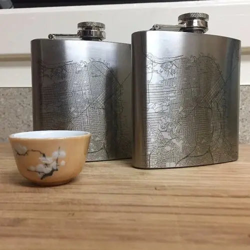 Cumberland Island - Georgia Engraved Map Hip Flask