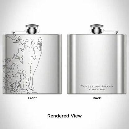 Cumberland Island - Georgia Engraved Map Hip Flask