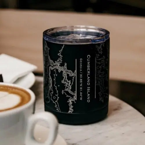 Cumberland Island - Georgia Engraved Map Insulated Cup in Matte Black
