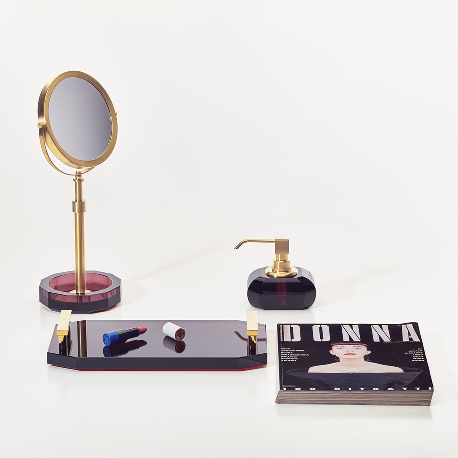 decor walther | KRISTALL collection | soap dispenser | rich burgundy + matte gold