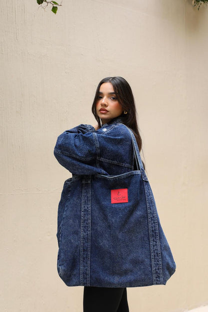 Denim Statement Bag - Dark blue