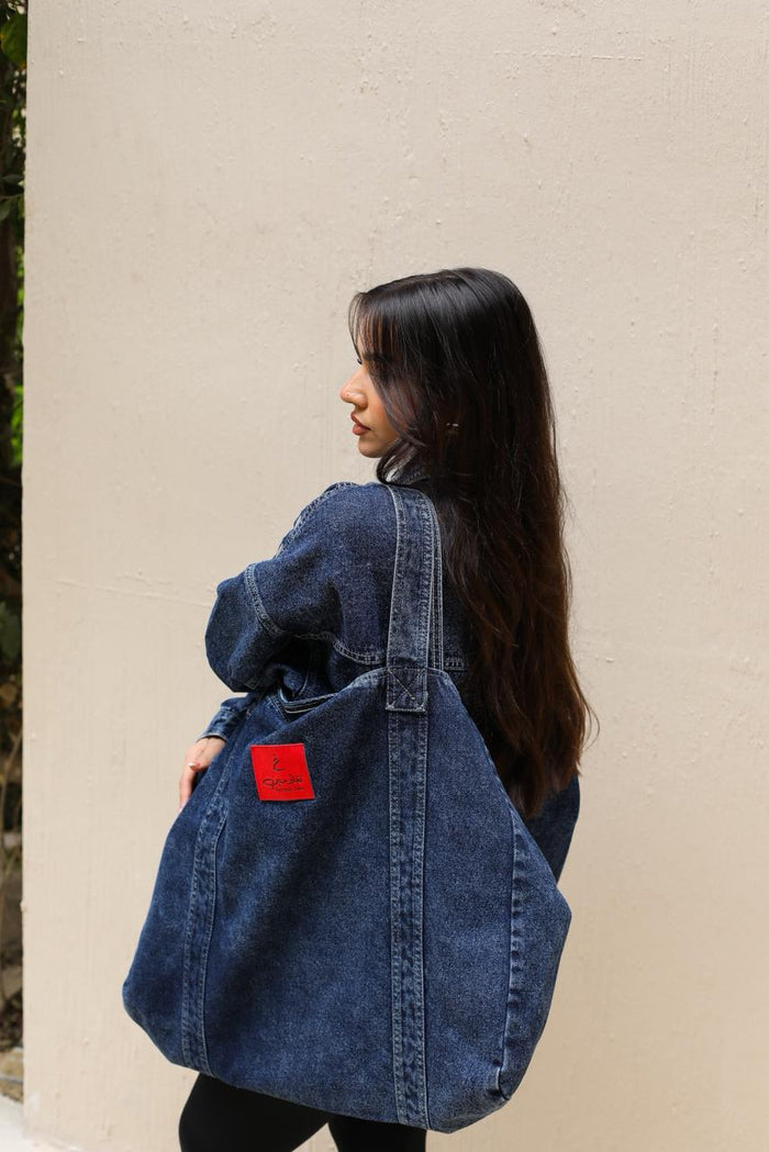 Denim Statement Bag - Dark blue
