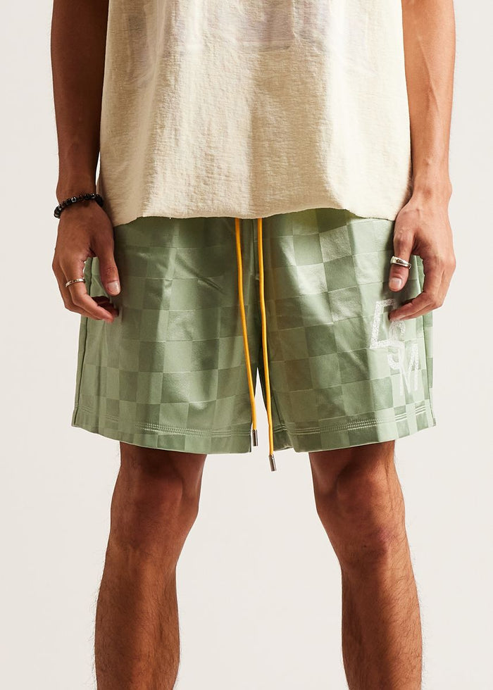 Diet Starts Monday Checkered Nylon Short - Sage