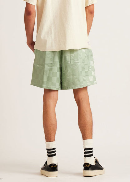 Diet Starts Monday Checkered Nylon Short - Sage