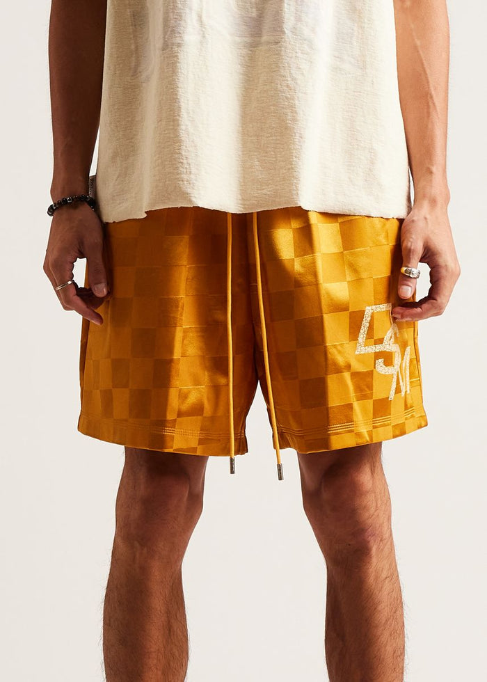 Diet Starts Monday Checkered Nylon Short - Yellow