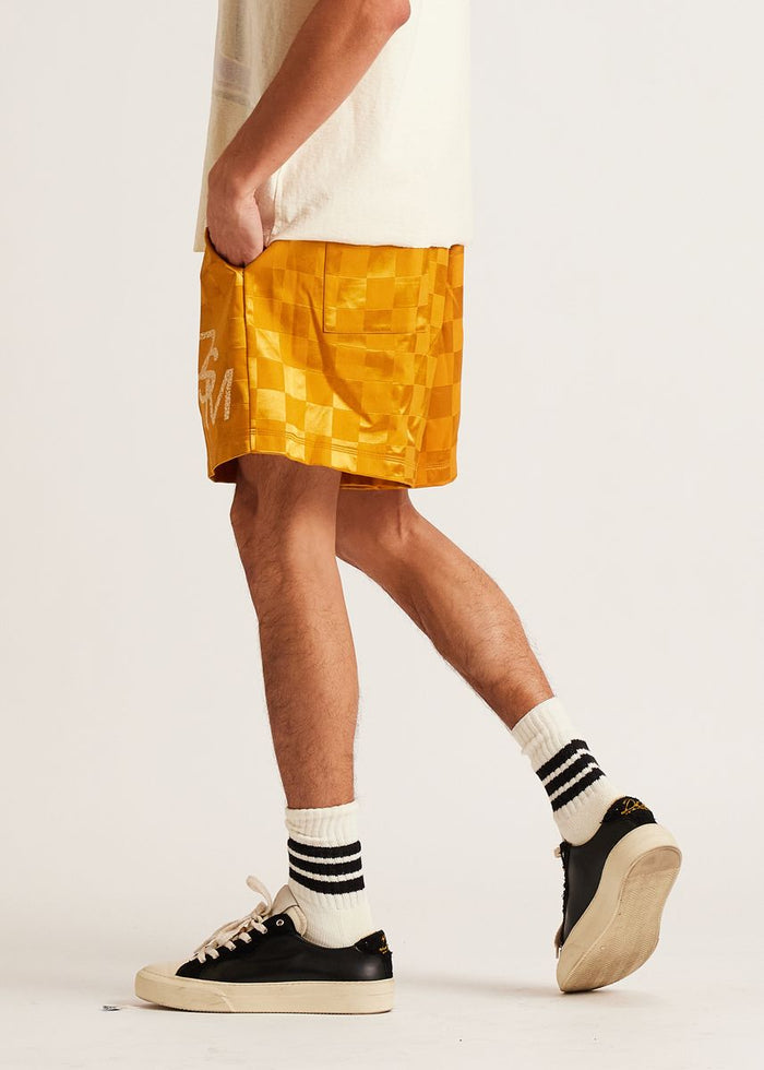 Diet Starts Monday Checkered Nylon Short - Yellow