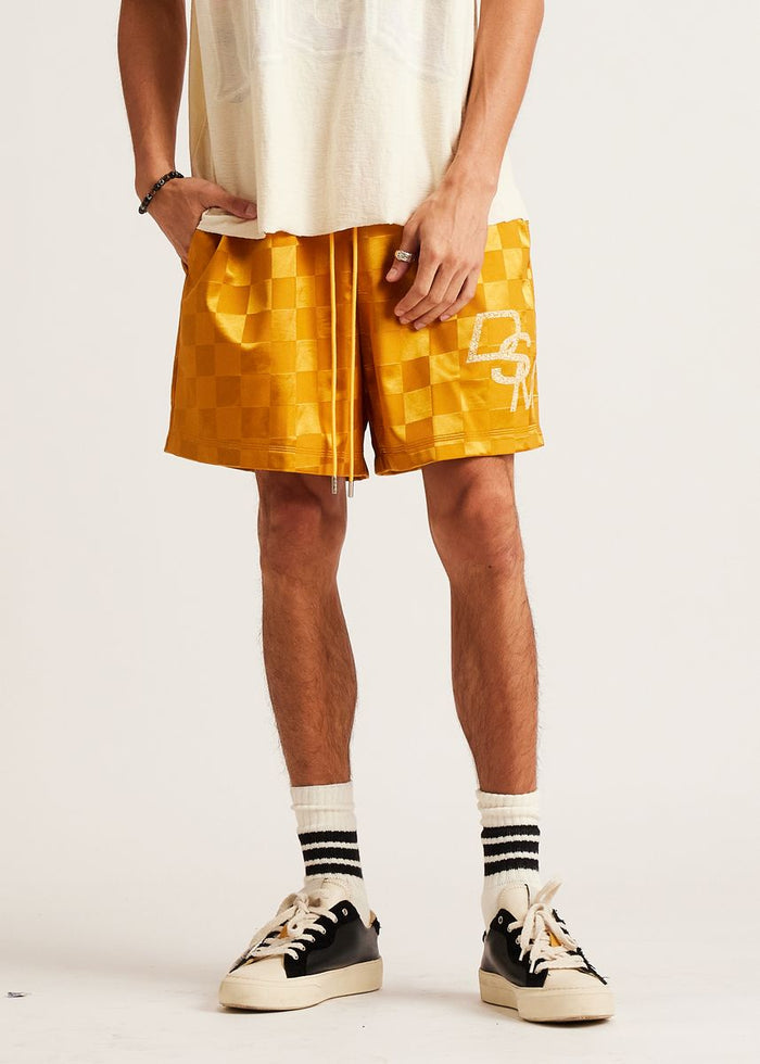 Diet Starts Monday Checkered Nylon Short - Yellow