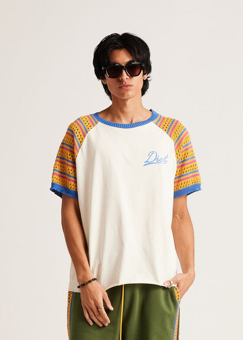 Diet Starts Monday Crochet Raglan Tee - Cream/Yellow