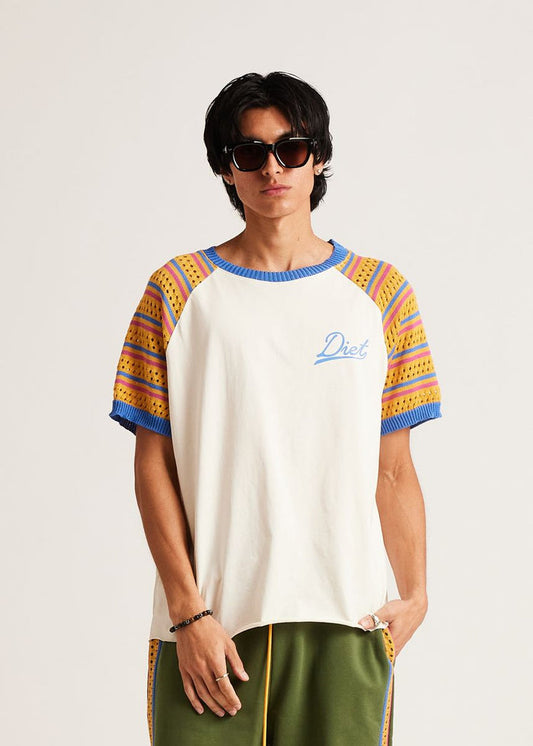 Diet Starts Monday Crochet Raglan Tee - Cream/Yellow