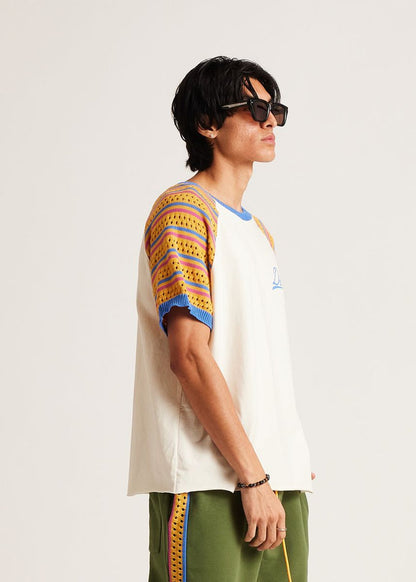 Diet Starts Monday Crochet Raglan Tee - Cream/Yellow