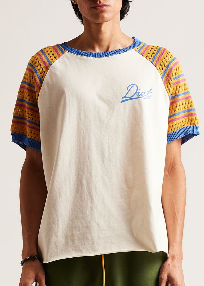 Diet Starts Monday Crochet Raglan Tee - Cream/Yellow