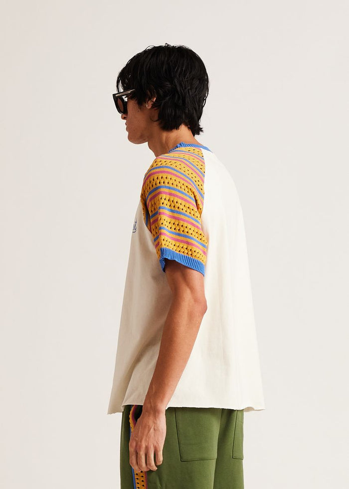 Diet Starts Monday Crochet Raglan Tee - Cream/Yellow
