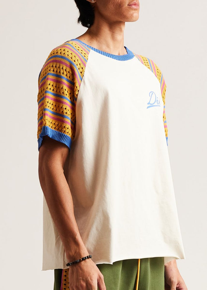 Diet Starts Monday Crochet Raglan Tee - Cream/Yellow