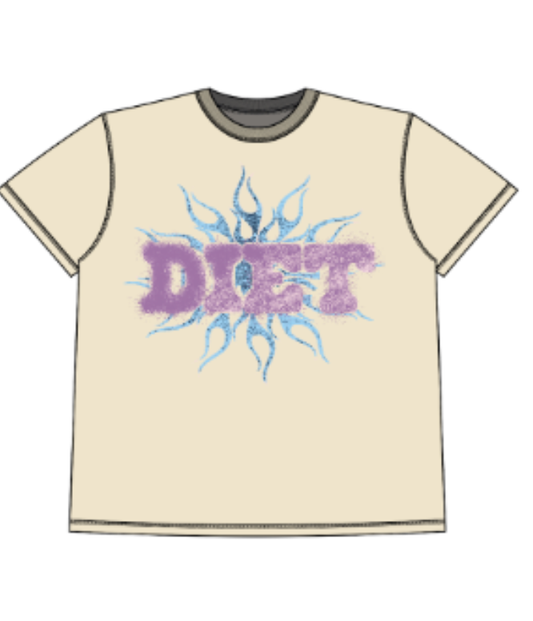 Diet Starts Monday Flame Spray Tee - Cream/Purple