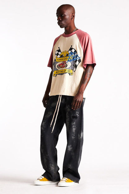 Diet Starts Monday Mortons Gap Raglan Tee - Red/Antique White