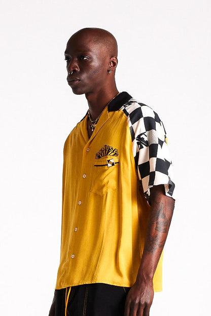 Diet Starts Monday Pit Crew Button Shirt - Yellow/Black