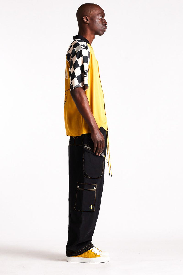 Diet Starts Monday Pit Crew Button Shirt - Yellow/Black