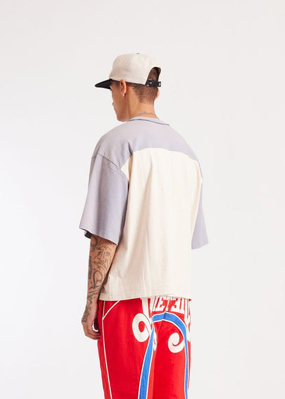 Diet Starts Monday Racing Yoke Tee - Antique White/Grey