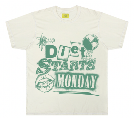 Diet Starts Monday Spray Paint Tee - Antique White/Sage