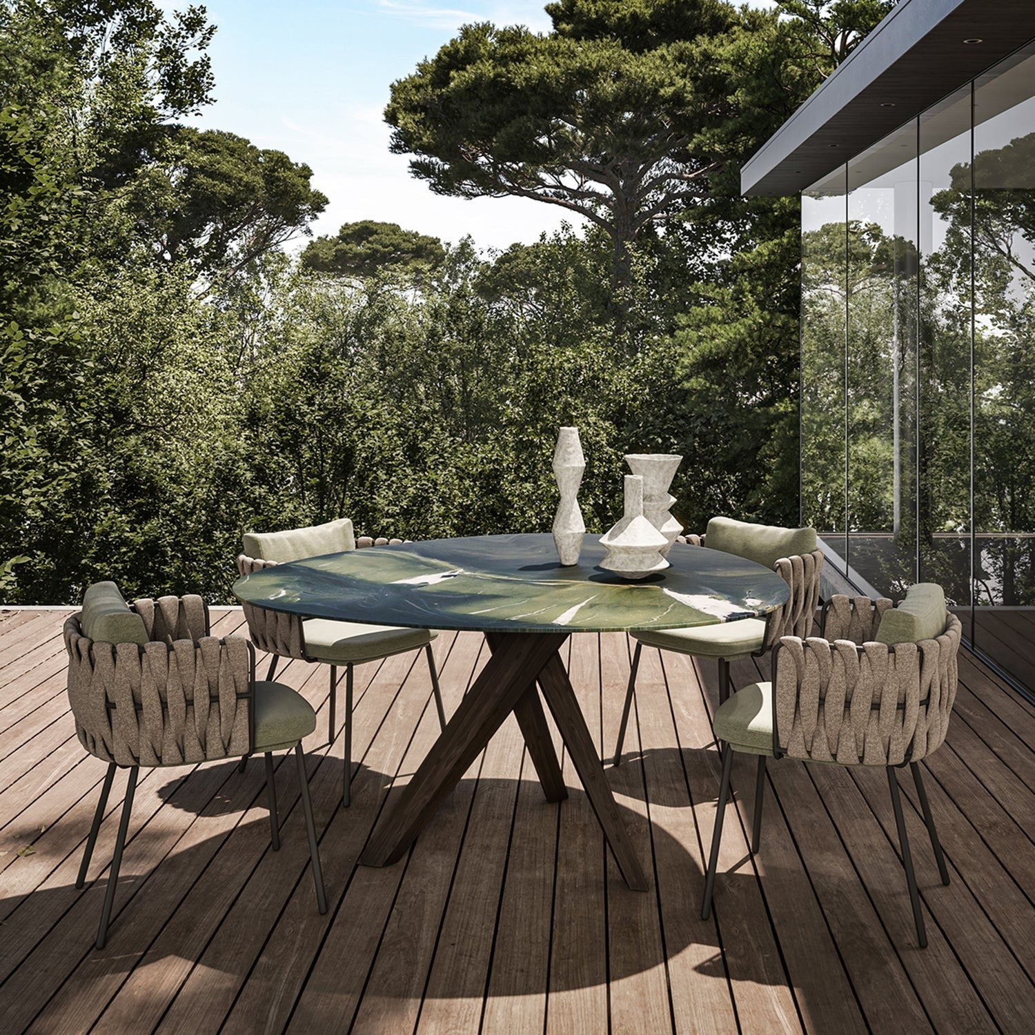 draenert | trilope indoor-outdoor dining table | carrara marble stone 120cm