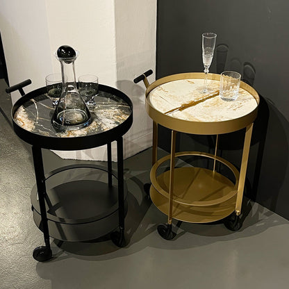draenert | day bar trolley | breccia romana stone + gold frame
