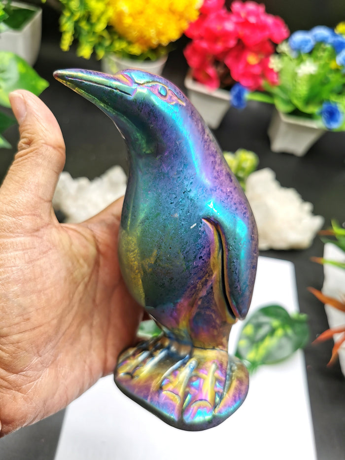 Electroplated Penguin hand carved in Sodalite Stone - Shwasam