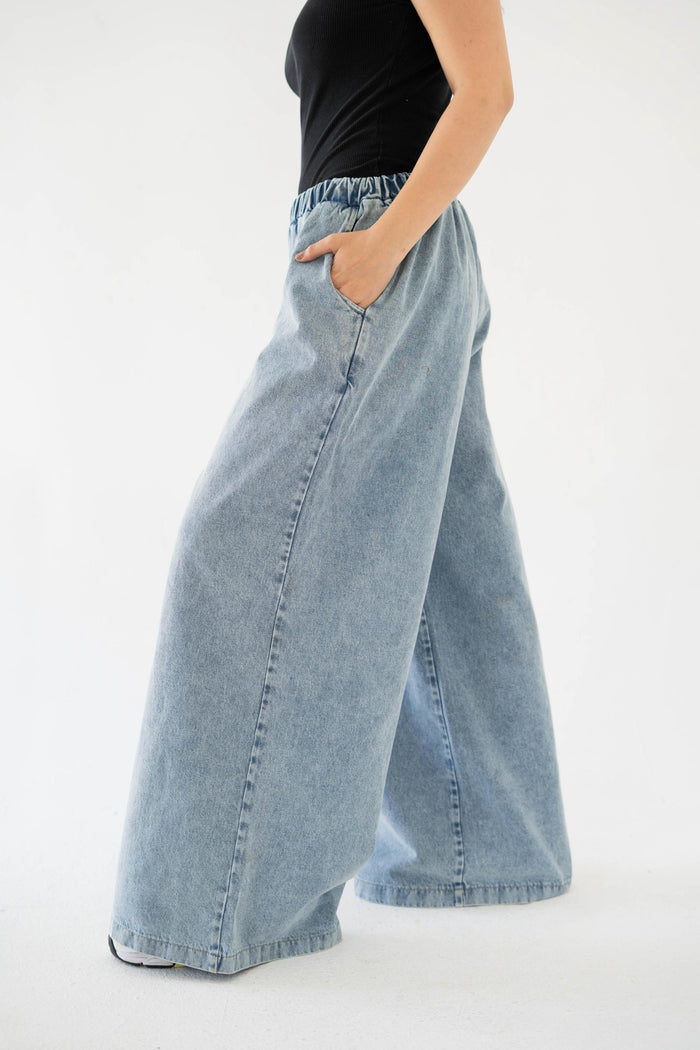 Essential Wide-Leg Denim- Light Blue