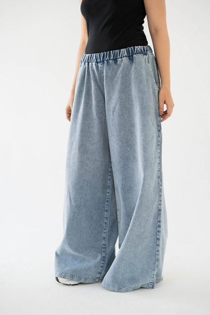 Essential Wide-Leg Denim- Light Blue