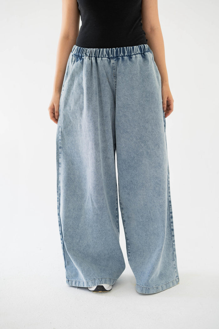 Essential Wide-Leg Denim- Light Blue