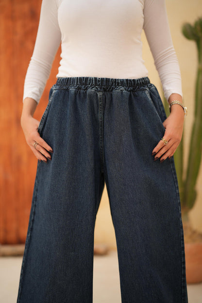 Essential Wide-Leg Denim-Dark blue
