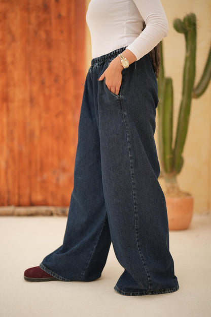 Essential Wide-Leg Denim-Dark blue