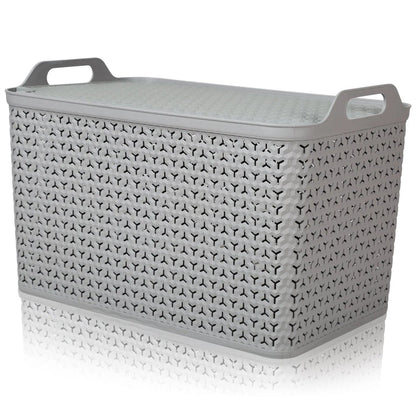 Extra Large Urban Style Plastic Storage Basket with Lid Strata