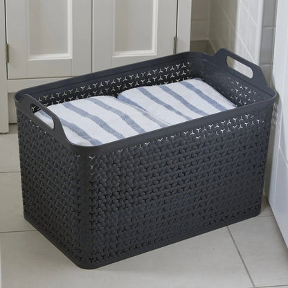 Extra Large Urban Style Plastic Storage Basket with Lid Strata