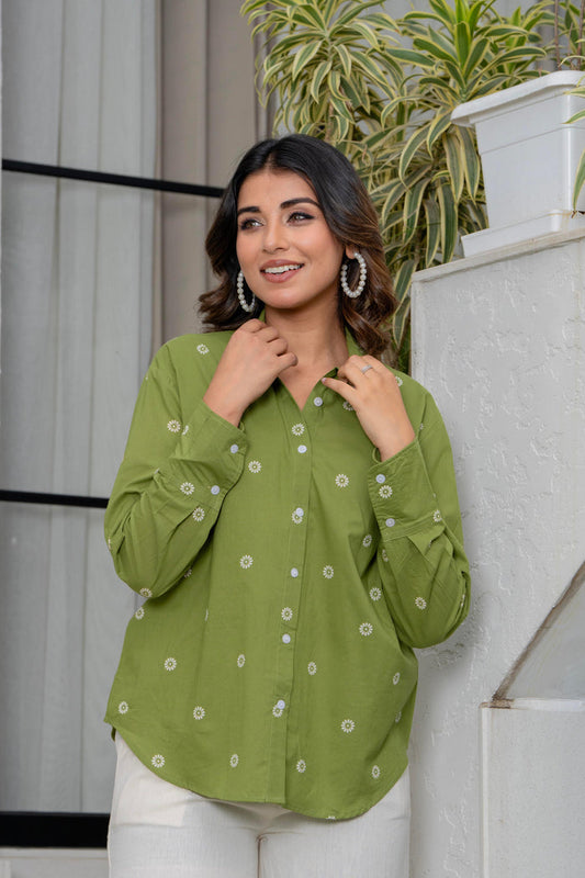 FERN GREEN BUTTON-DOWN SHIRT