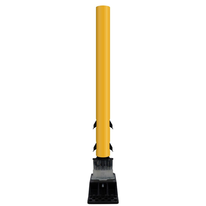 FlexStake Center Line Surface Mount Base Traffic Delineator - Yellow Tubular Post with Reflective Options - Crowd Control Warehouse