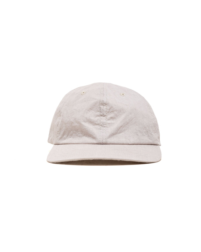 Found Feather 6 Panel Strap Back Cap Cotton Nylon Dyed Cloth Light Grey