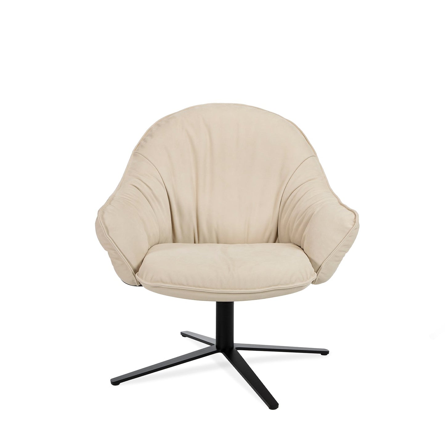 freifrau | marie lounge chair | x-base with rocker + tilting mechanism | adamo + eva tabacco + deep black frame