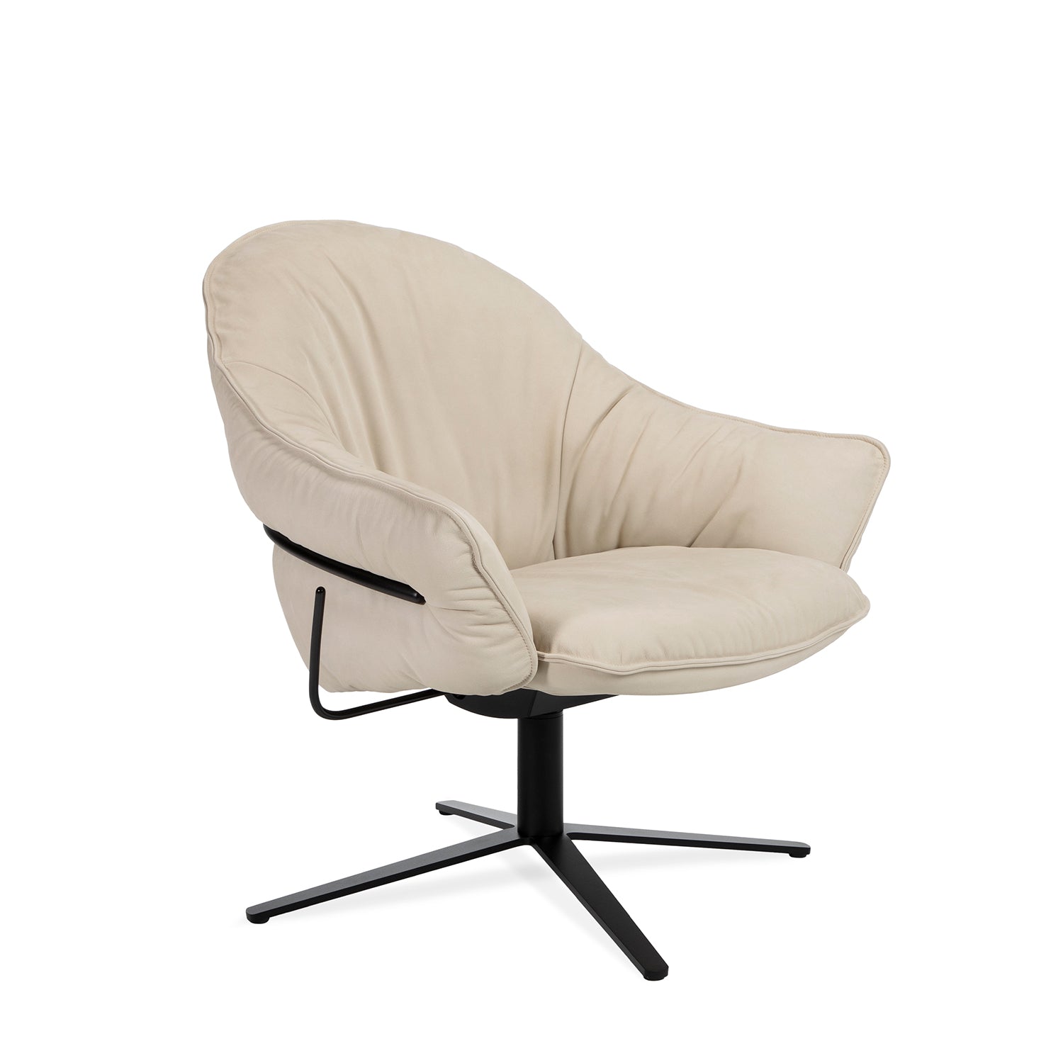 freifrau | marie lounge chair | x-base with rocker + tilting mechanism | adamo + eva tabacco + deep black frame