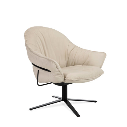 freifrau | marie lounge chair | x-base with rocker + tilting mechanism | adamo + eva tabacco + deep black frame