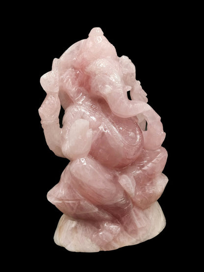 Ganesh carving in natural Rose Quartz from Kekri, India