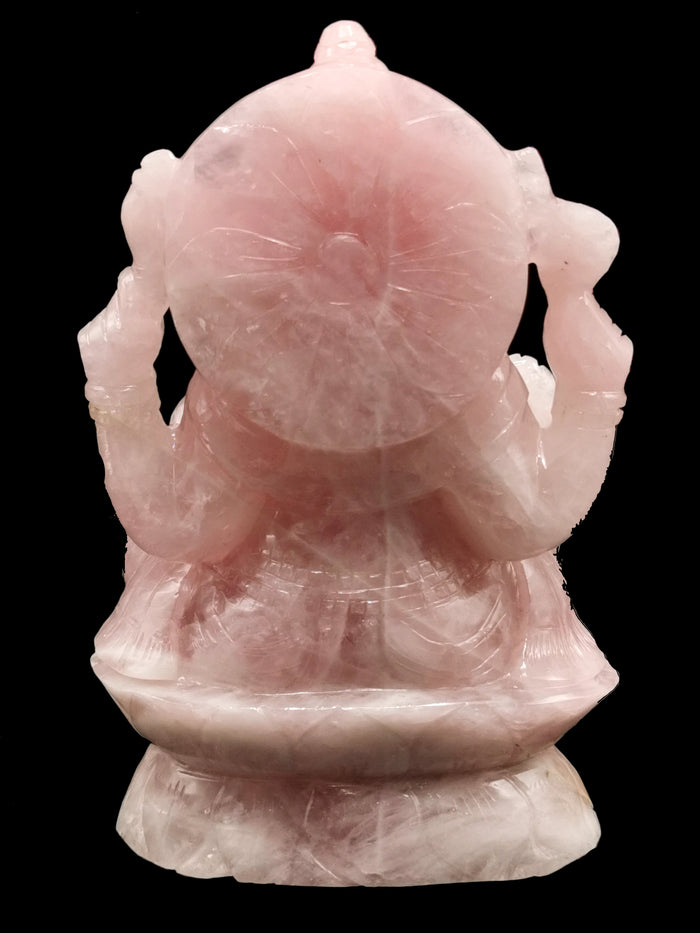 Ganesh carving in natural Rose Quartz from Kekri, India