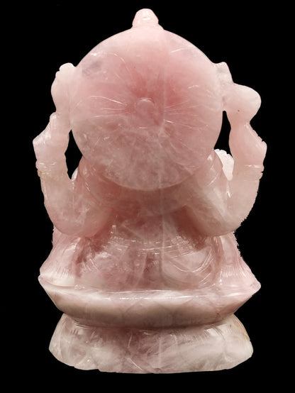 Ganesh carving in natural Rose Quartz from Kekri, India