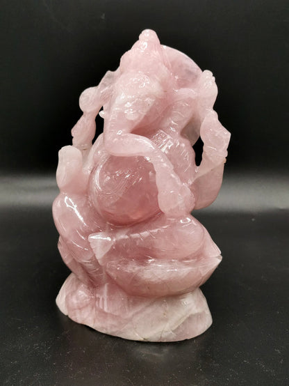 Ganesh carving in natural Rose Quartz from Kekri, India
