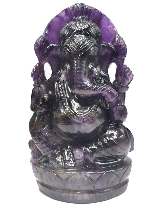 Ganesh Statue in Amethyst Handmade Carving | Lord Ganesha Idol | Figurine in Crystals/Gemstone Gift a Ganesha - Shwasam