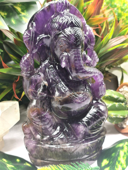 Ganesh Statue in Amethyst Handmade Carving | Lord Ganesha Idol | Figurine in Crystals/Gemstone Gift a Ganesha - Shwasam