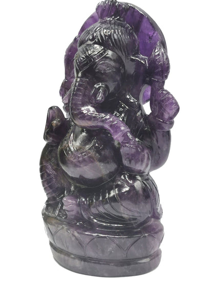 Ganesh Statue in Amethyst Handmade Carving | Lord Ganesha Idol | Figurine in Crystals/Gemstone Gift a Ganesha - Shwasam