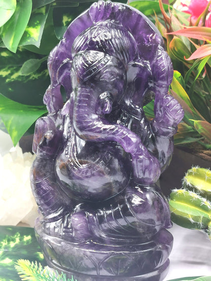 Ganesh Statue in Amethyst Handmade Carving | Lord Ganesha Idol | Figurine in Crystals/Gemstone Gift a Ganesha - Shwasam