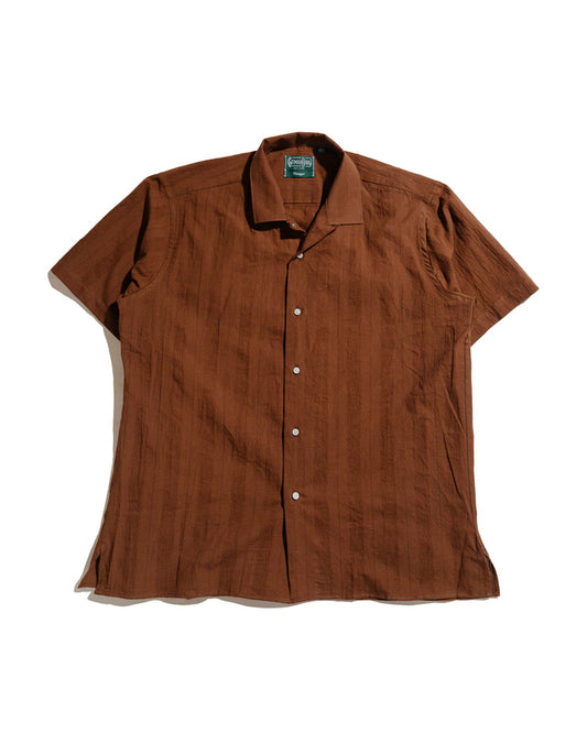 lost & found Gitman Vintage Bros. Gitman Vintage Bros. Brown Dobby Stripe Camp Shirt